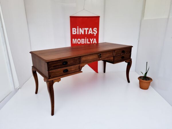 Kayın Ağacı Ahşap Ceviz Ofis Çalışma Masası 160x78 cm