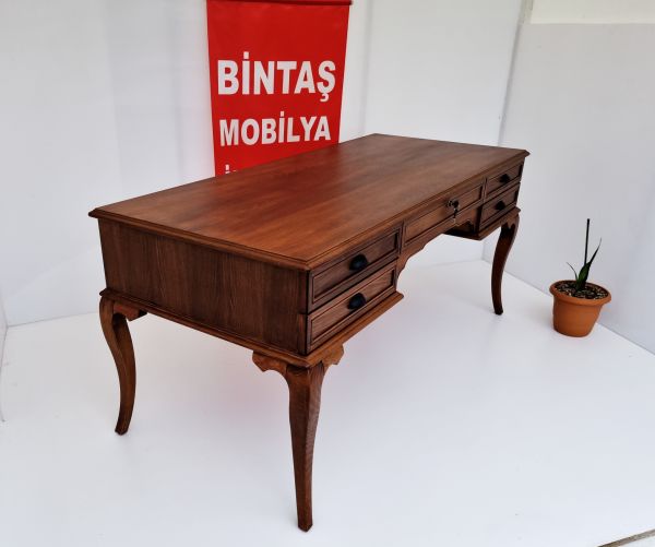Kayın Ağacı Ahşap Ceviz Ofis Çalışma Masası 160x78 cm