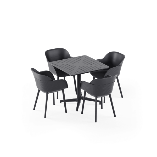 Antrasit 4 Kişilik Katlanabilir Bahçe Masa Sandalye 80x80