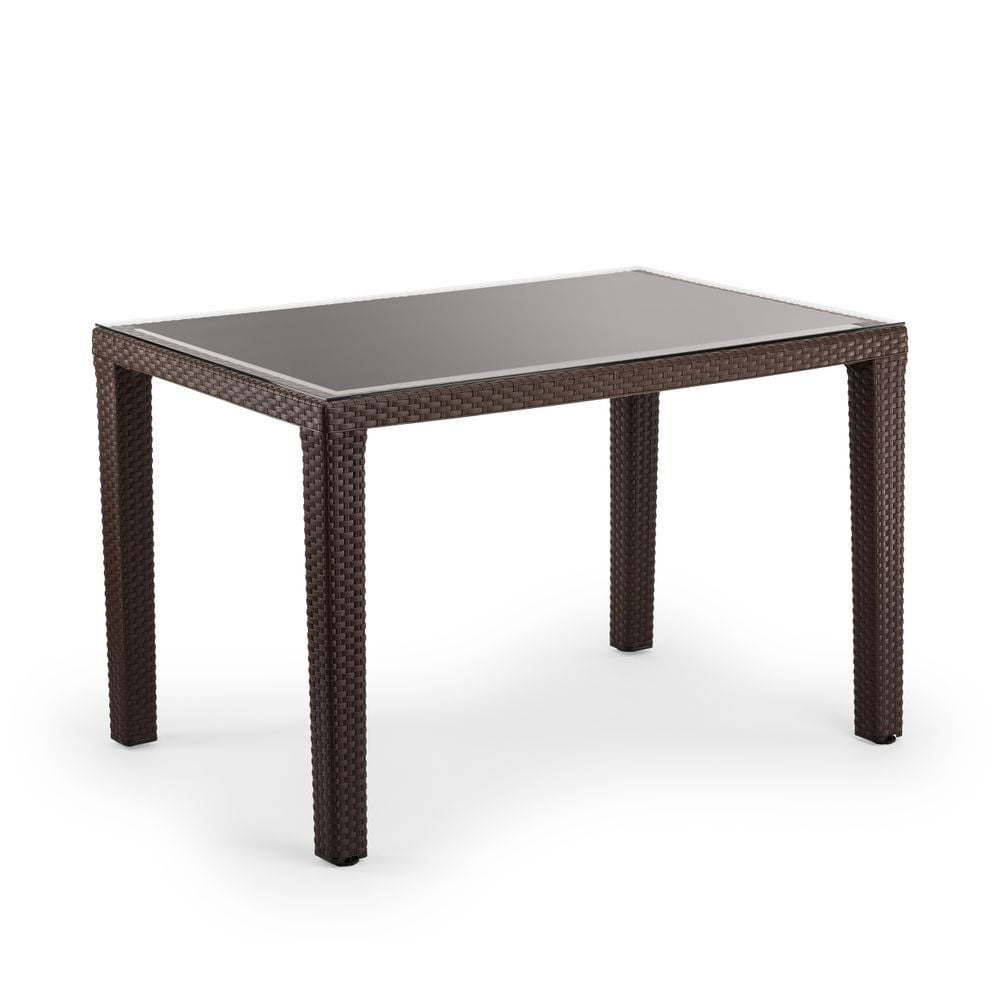 Wenge 120x80 Bahçe Masası Temperli Camlı Dış Mekan