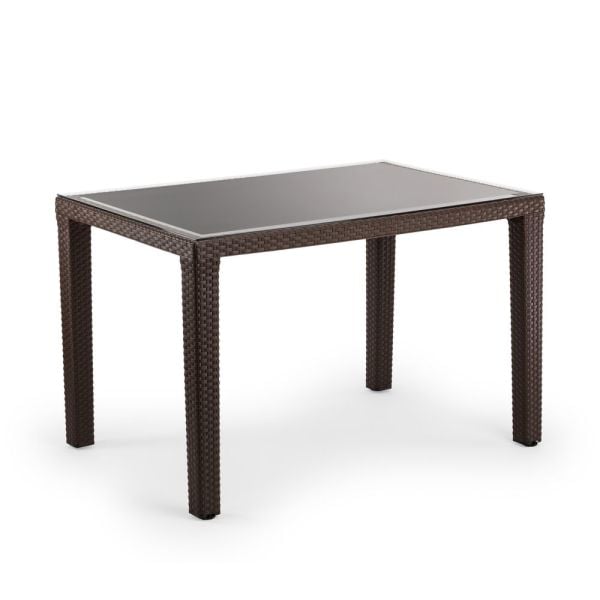 Wenge 120x80 Bahçe Masası Temperli Camlı Dış Mekan