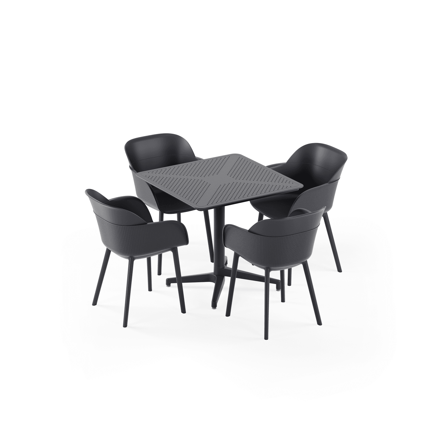 Antrasit Bahçe Masa Sandalye Takımı 80x80 cm 4 Kişilik