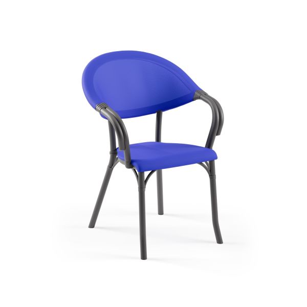 Antrasit Gövde Koyu Mavi Fileli Bahçe Restaurant Sandalyesi