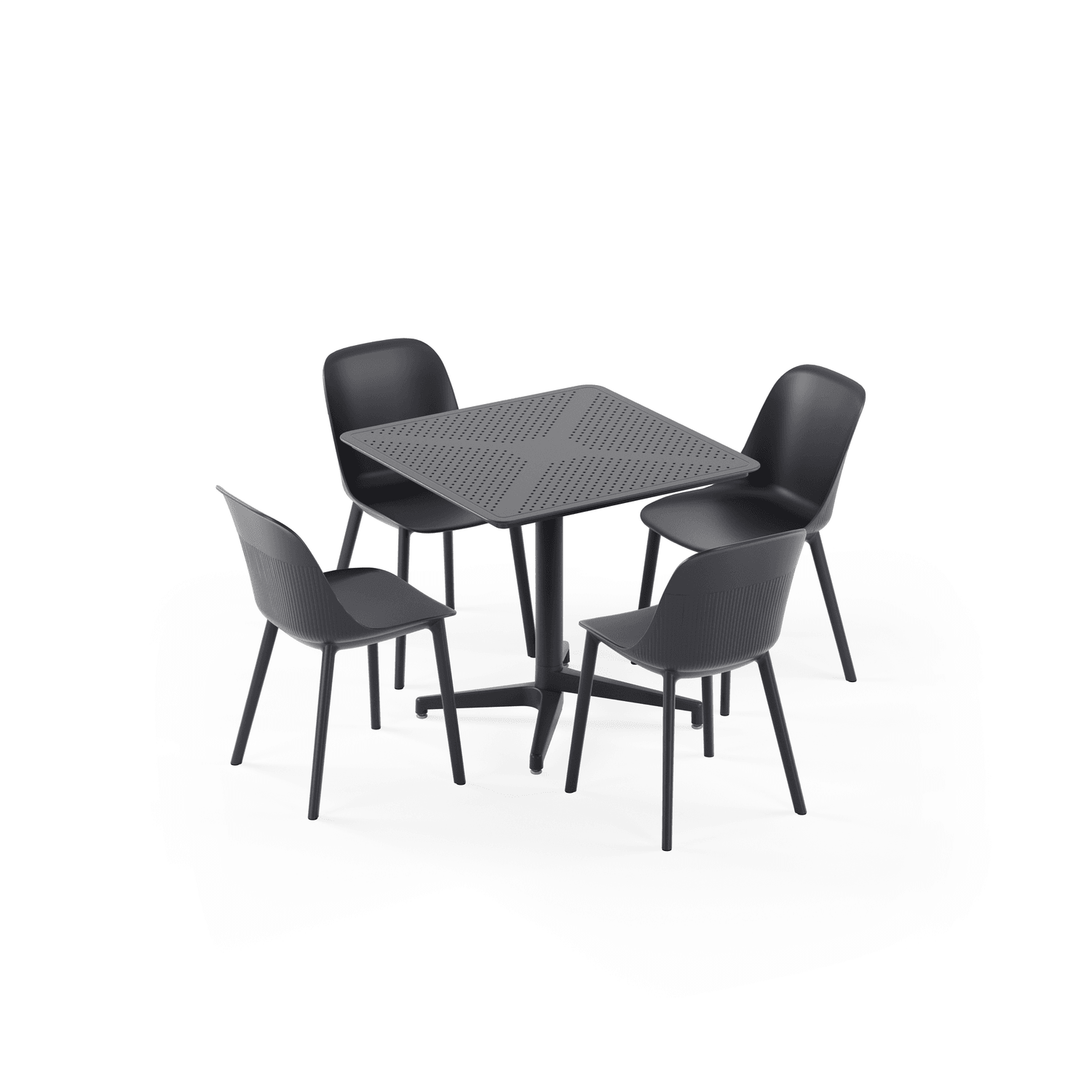 Antrasit Katlanabilir Bahçe Masa Sandalye Takımı 4 Kişilik 80x80 cm – Dış Mekan, Otel, Cafe