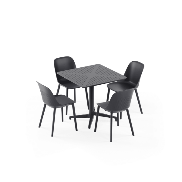 Antrasit Katlanabilir Bahçe Masa Sandalye Takımı 4 Kişilik 80x80 cm – Dış Mekan, Otel, Cafe
