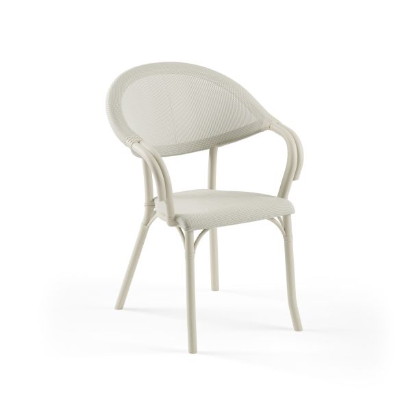 Bej Fileli Plastik Dış Mekan Bahçe Sandalyesi