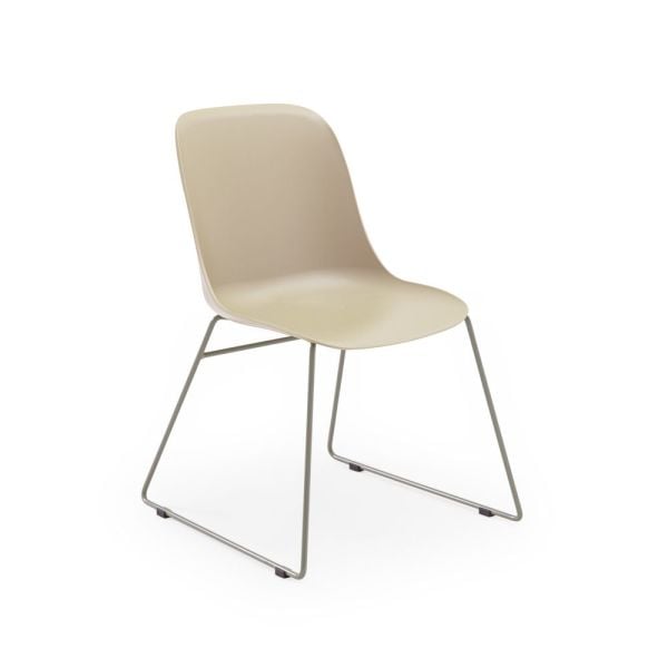 Modern Bej Plastik Metal Ayaklı Ofis Bekleme Sandalyesi