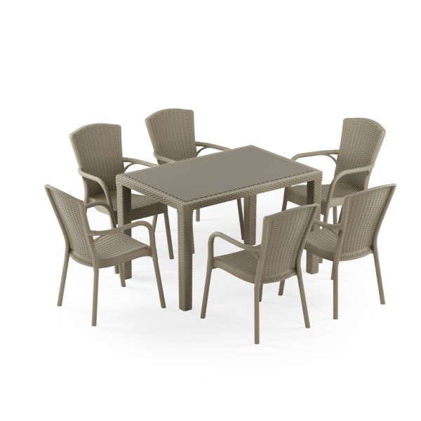 Vizon 6 Kişilik Rattan Bahçe Masa Sandalye Takımı