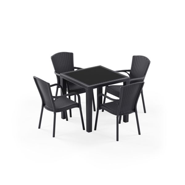 Antrasit 4 Kişilik Cafe Bahçe Masa Sandalye Takımı