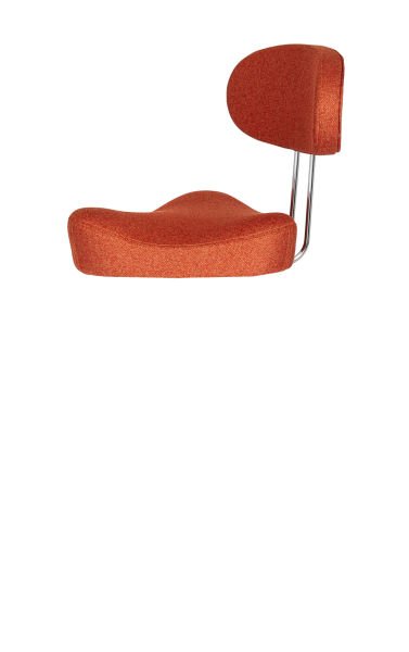 Arovi Tekerlekli Arkalıklı Turuncu Kumaş Çalışma Taburesi - Bel Destekli Ergonomik Ofis Taburesi