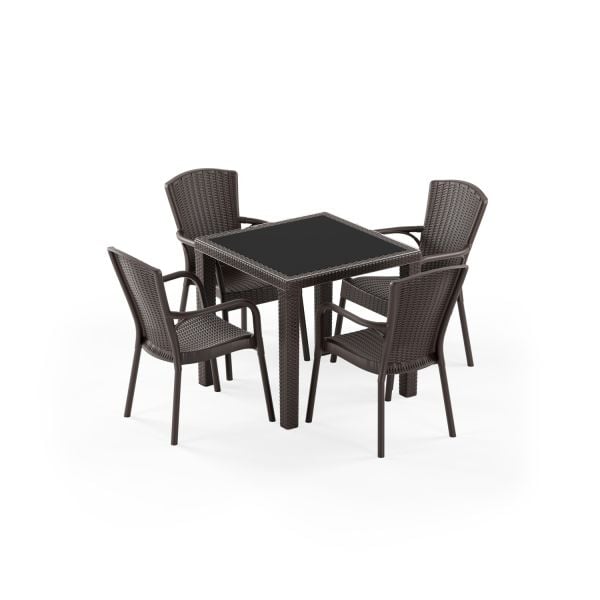Venge 4 Kişilik Dış Mekan Bahçe Masa Sandalye Takımı 80x80
