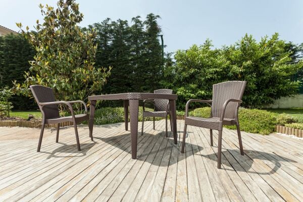 Wenge 6 Kişilik 90x150 Plastik Rattan Bahçe Masa Takımı