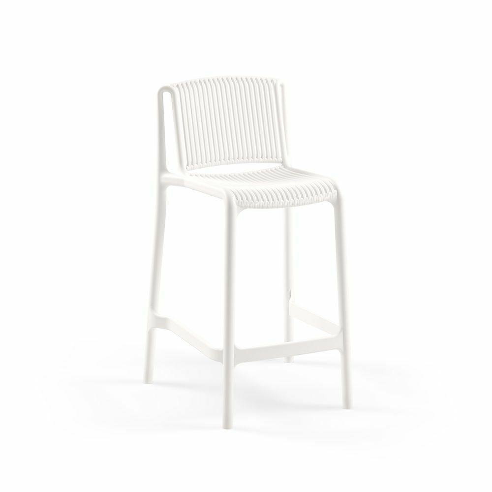 Beyaz Bahçe Bar Sandalyesi 65 cm İç Dış Mekan