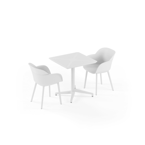 Beyaz Cafe Bahçe Masa Sandalye Takımı 2 Kişilik 70x70 cm