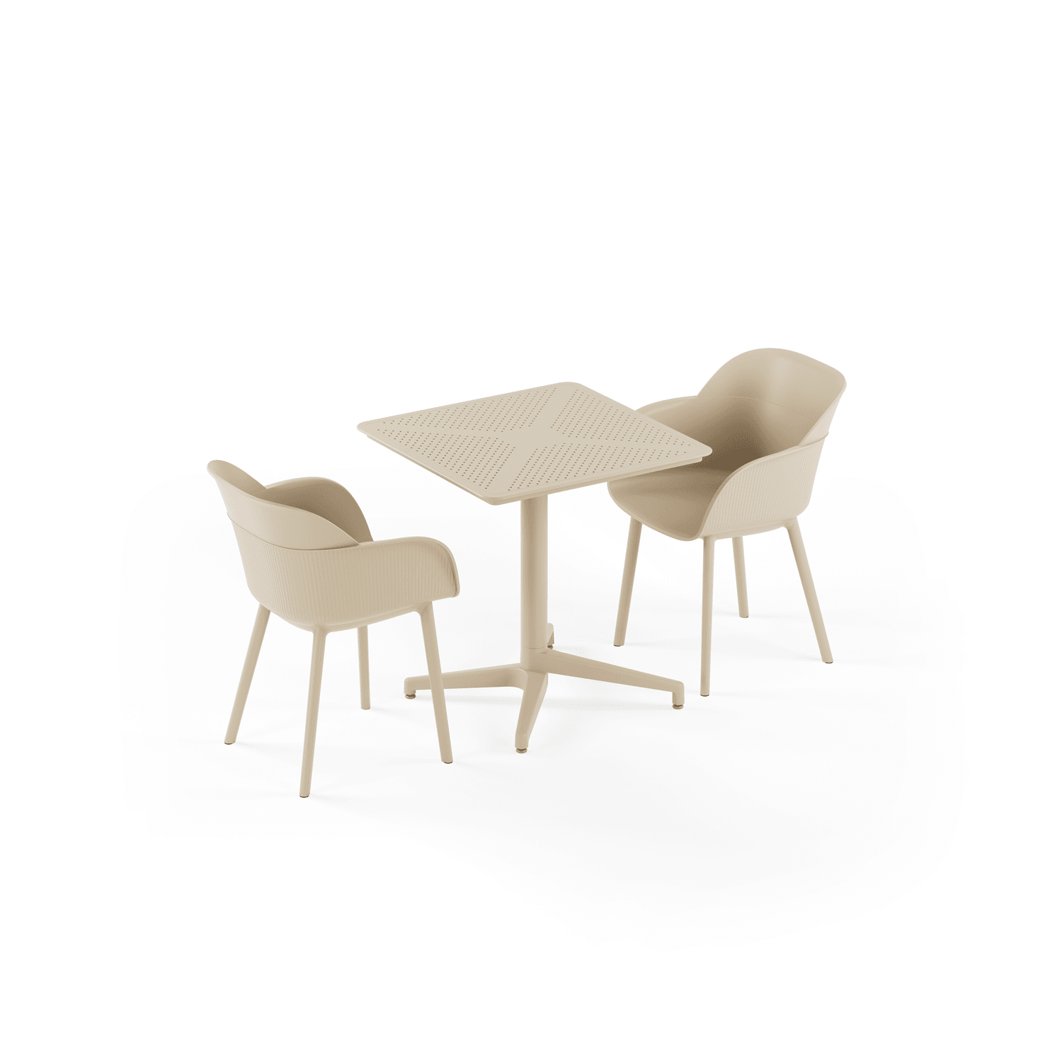 Bej 2 Kişilik Balkon Bahçe Masa Sandalye Takımı 70x70 cm