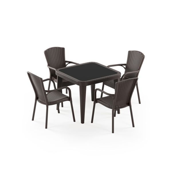 Venge 4 Kişilik Dış Mekan Bahçe Masa Sandalye Takımı 90x90