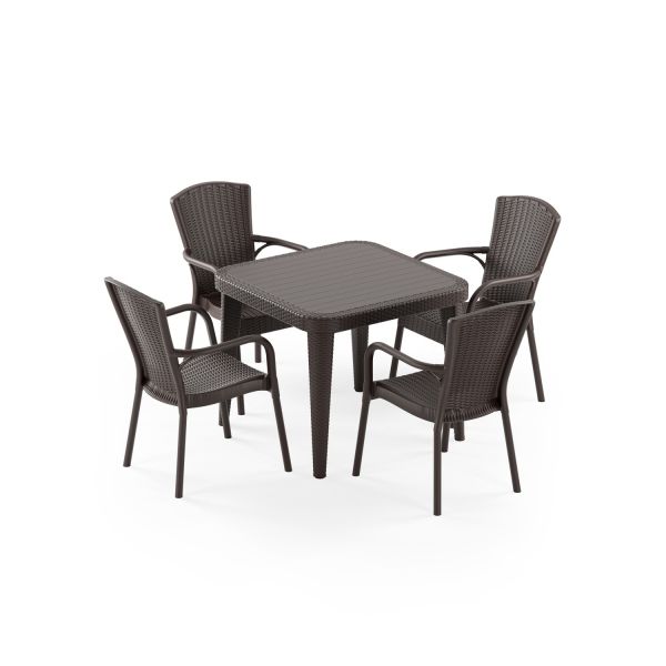 Venge 4 Kişilik Dış Mekan Bahçe Masa Sandalye Takımı 90x90