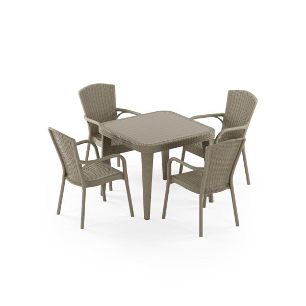 Vizon 4 Kişilik Dış Mekan Bahçe Masa Sandalye Takımı 90x90