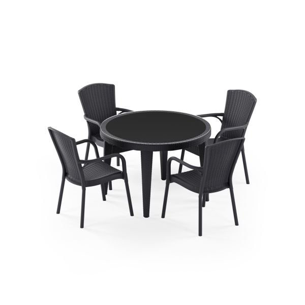 Antrasit 4 Kişilik Dış Mekan Bahçe Masa Sandalye Takımı 110