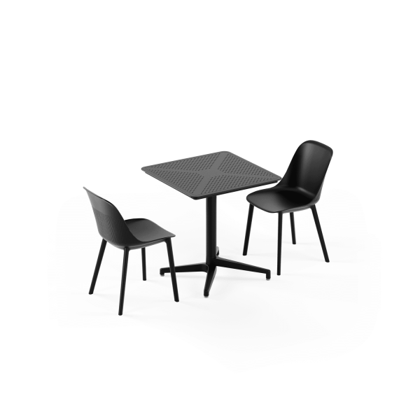 Siyah 2 Kişilik Katlanabilir Bahçe Masa Sandalye Takımı 70x70 cm