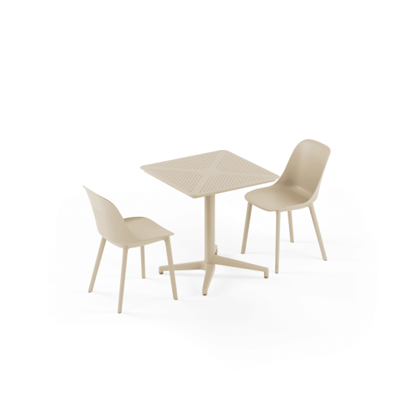 Bej Katlanır Bahçe Masa Sandalye Takımı – 70x70 cm 2 Kişilik