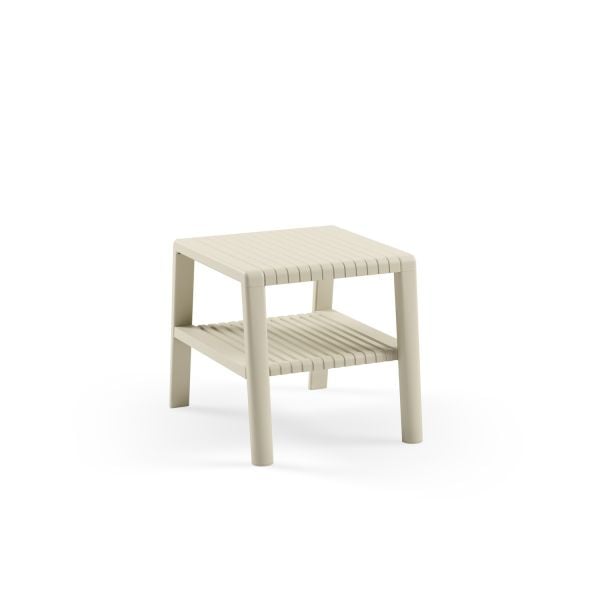 Bej Dış Mekan Plastik Bahçe Sehpası Dayanıklı