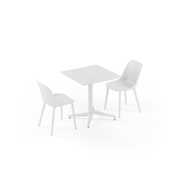Beyaz 2 Kişilik Katlanır Bahçe Masa Sandalye Takımı 70x70 cm