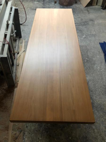 Kayın Kütük Mutfak Tezgahı 160x60x5 Açık Ceviz Masif
