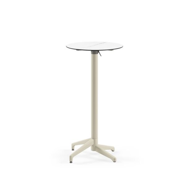 Paslanmaz Compact Katlanır Bistro Bar Masası - Mermer Desenli, Otel, Kafe, Restoran & Bahçe İçin 60 Çap