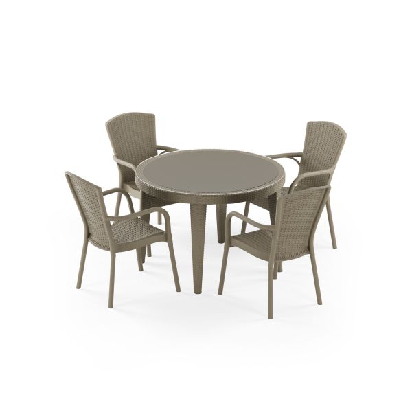 Vizon Rattan Bahçe Masa Sandalye Takımı 4 Kişilik 110 cm