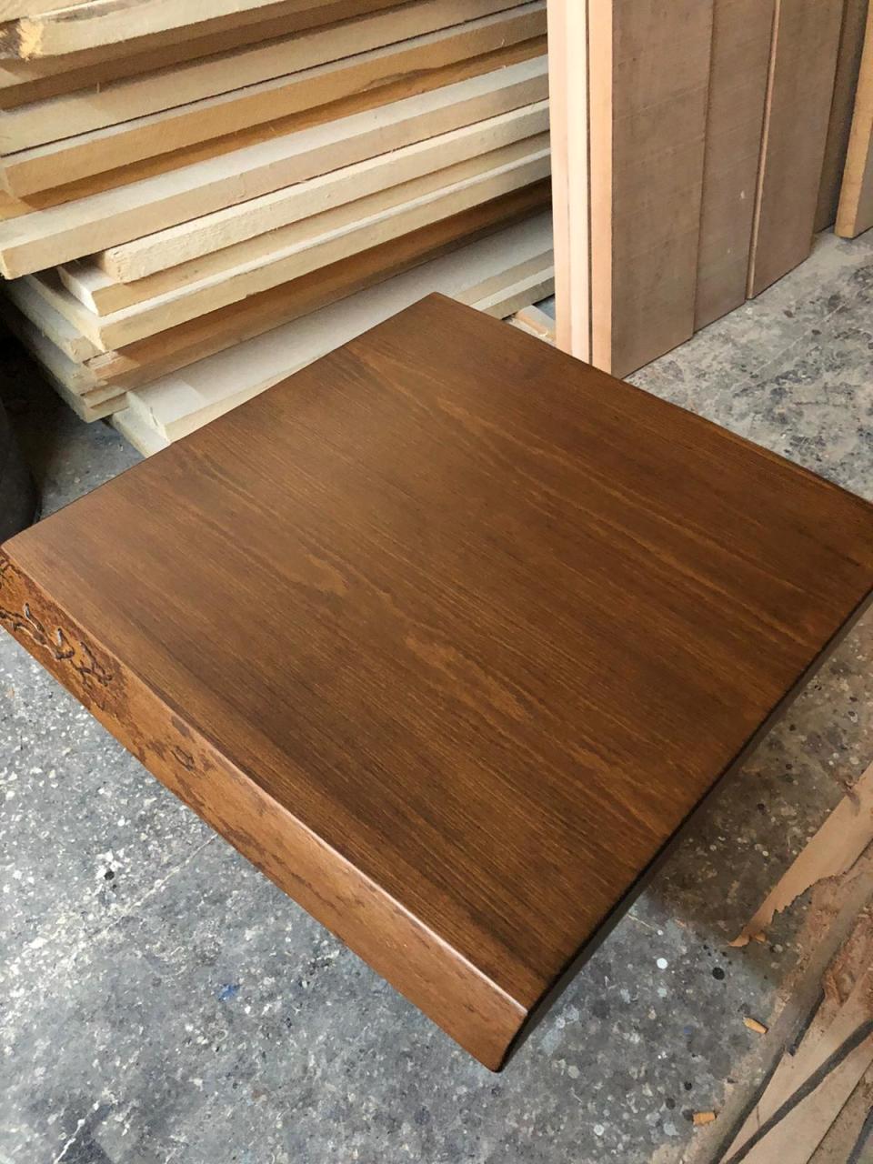 Doğal Kenar Kayın Kütük Masa Tablası 70x70