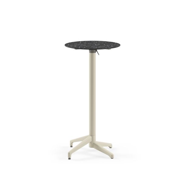 Compact Paslanmaz Katlanır Bar Masası, Terrazzo Mermer Desenli Üst Tabla, Yuvarlak 60 cm, Dış Mekan Bahçe, Restoran, Kafe ve Organizasyon Kullanımı için Uygun