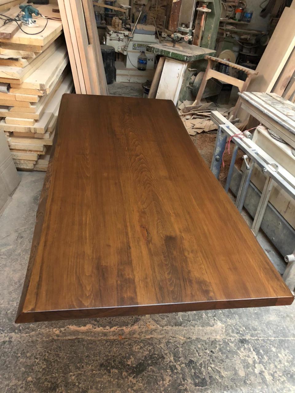 Doğal Kenar Kayın Kütük Masa Tablası 90x180 cm