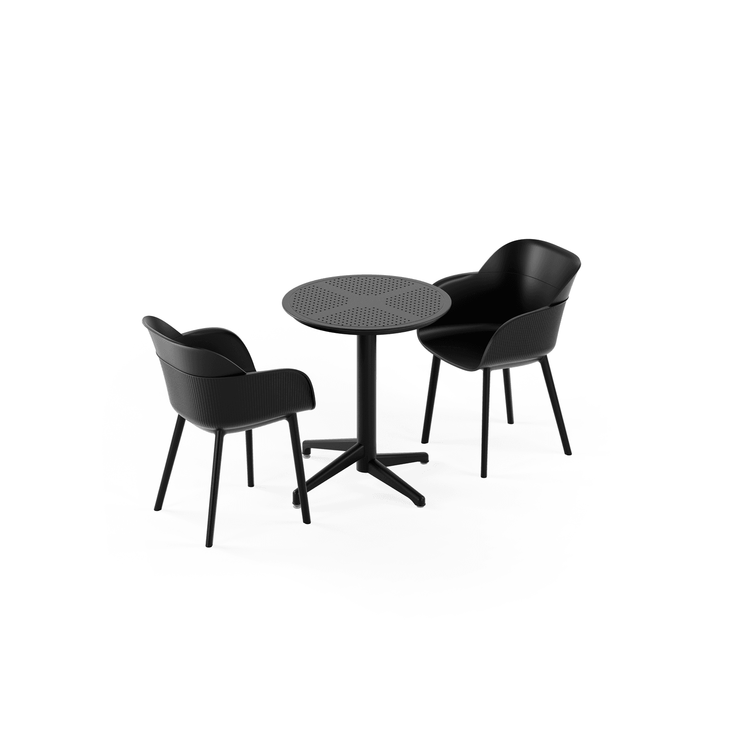Siyah Katlanır Bahçe Masa Sandalye Takımı 2 Kişilik 60 cm