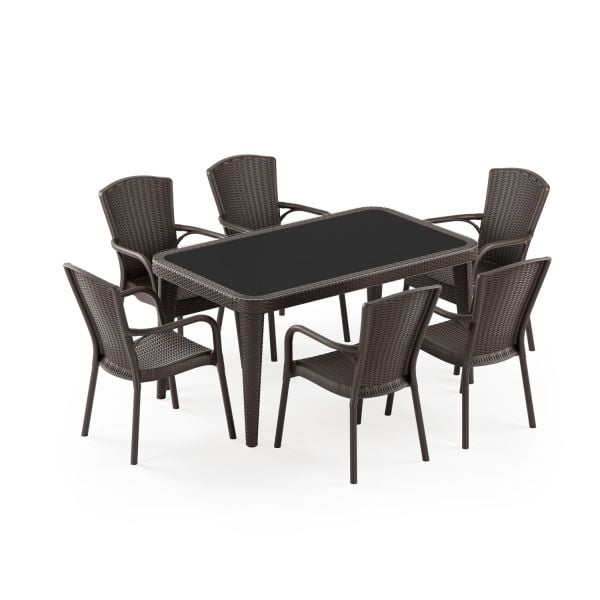 Venge 6 Kişilik Dış Mekan Bahçe Masa Sandalye Takımı 90x150