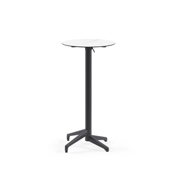 Compact Paslanmaz Katlanır Bistro Bar Masası - Beyaz Mermer Desenli Üst Tabla, Antrasit Gri Ayak, Dış Mekan & İç Mekan Kullanımı, Otel, Restoran, Bahçe & Mutfak İçin Dayanıklı