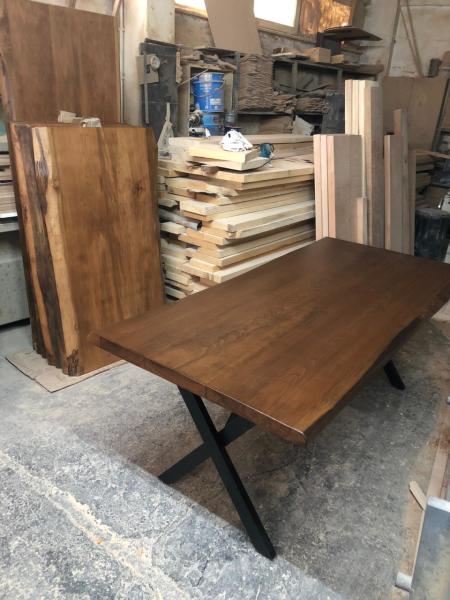Doğal Kenar Kayın Kütük Masa 90x150 cm Ceviz Renk