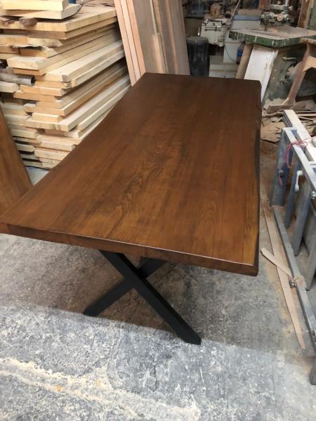 Doğal Kenar Kayın Kütük Masa 90x150 cm Ceviz Renk