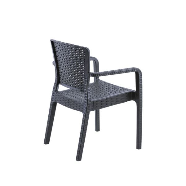 Antrasit Rattan Bahçe Masa Sandalye Takımı 6 Kişilik 80x120