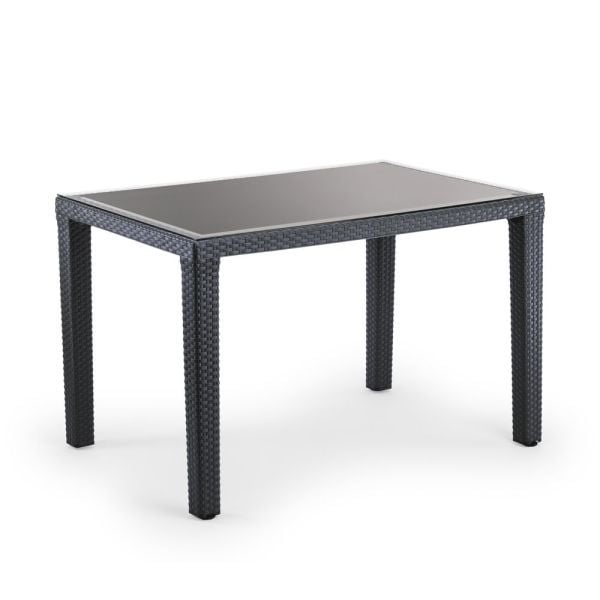 Antrasit Rattan Bahçe Masa Sandalye Takımı 6 Kişilik 80x120