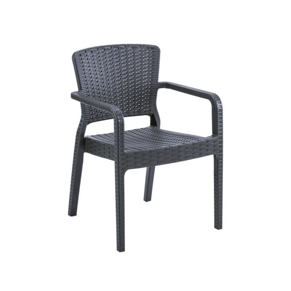 Antrasit Rattan Bahçe Masa Sandalye Takımı 6 Kişilik 80x120