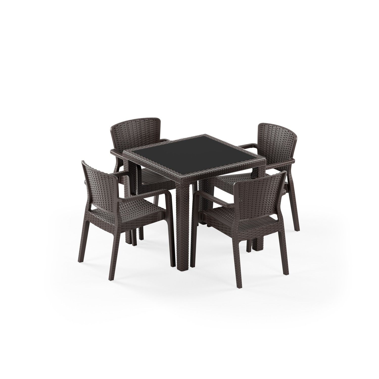 Venge Rattan Plastik 4 Kişilik Bahçe Masa Sandalye Takımı