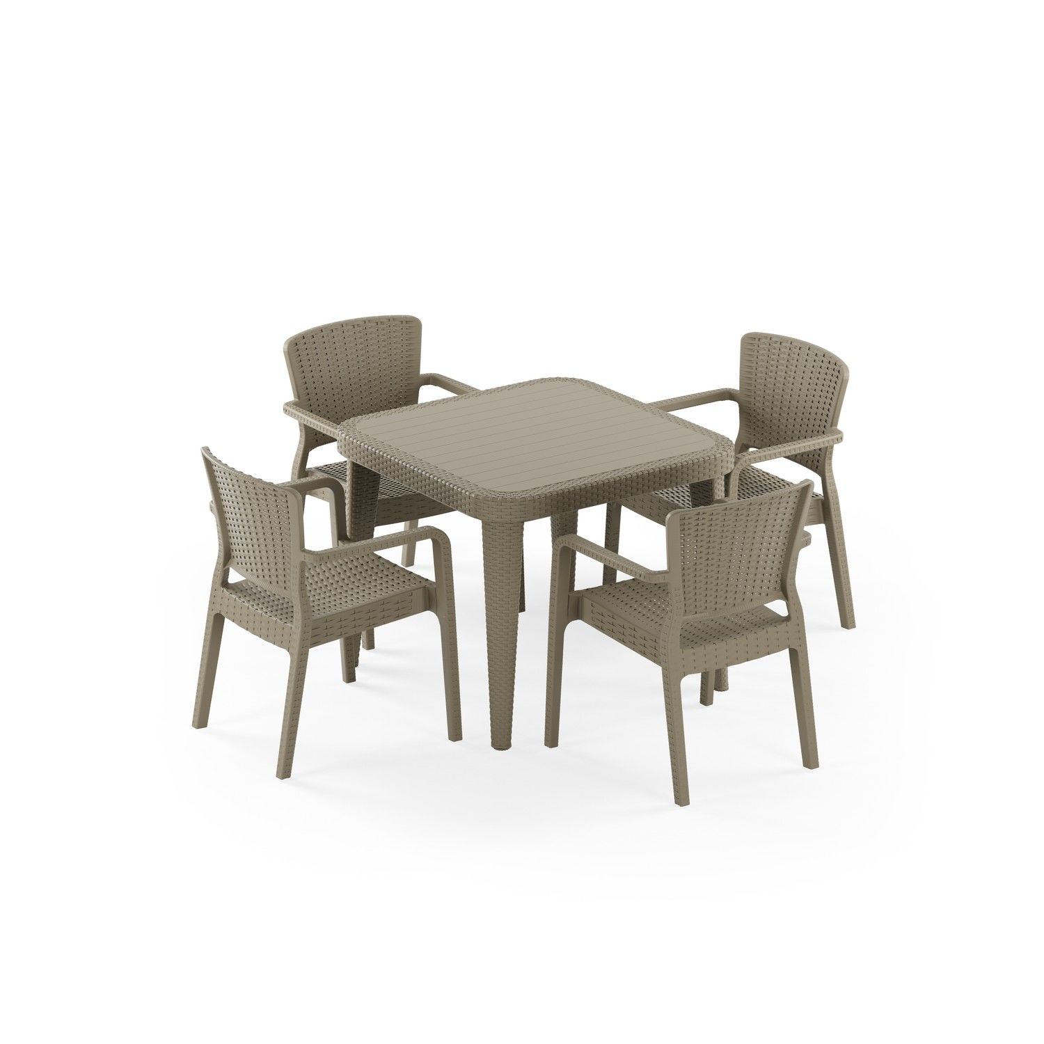 Vizon Rattan Bahçe Masa Sandalye Takımı 4 Kişilik 90x90
