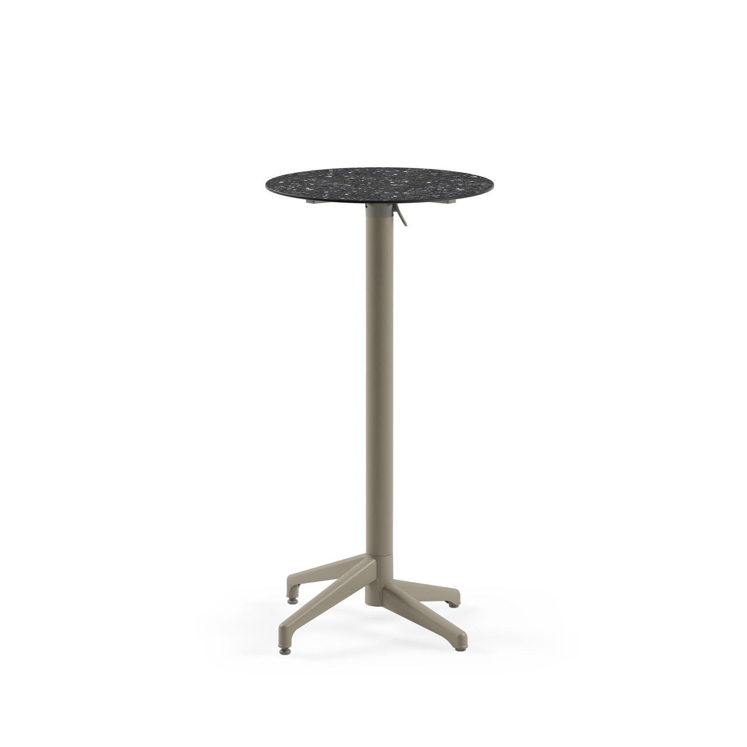 Compact Paslanmaz Katlanır Bar Masası – Yuvarlak 60 cm Çap, Terrazzo Mermer Desenli, Dış Mekan & İç Mekan Kullanımı