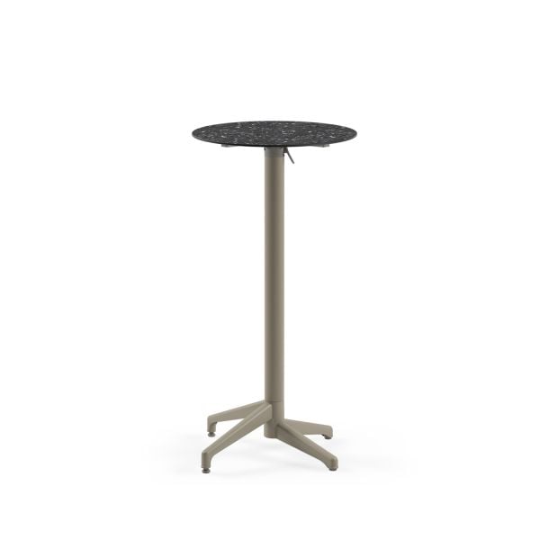 Compact Paslanmaz Katlanır Bar Masası – Yuvarlak 60 cm Çap, Terrazzo Mermer Desenli, Dış Mekan & İç Mekan Kullanımı