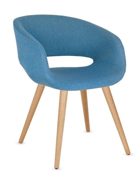 Elegant Modern Ahşap Ayak Mavi Rahat Mutfak Sandalyesi | Silinebilir Kumaş, Dayanıklı Kayın Ayaklar, Şık Tasarım | Ücretsiz Kargo
