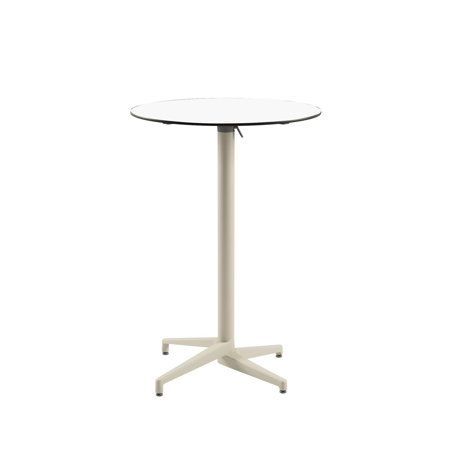 Compact Paslanmaz Yuvarlak Katlanır Bistro Kokteyl Restaurant Bahçe Bar Masası - 70 cm Çap, Beyaz Laminat, Dış Mekan & İç Mekan Kullanımına Uygun