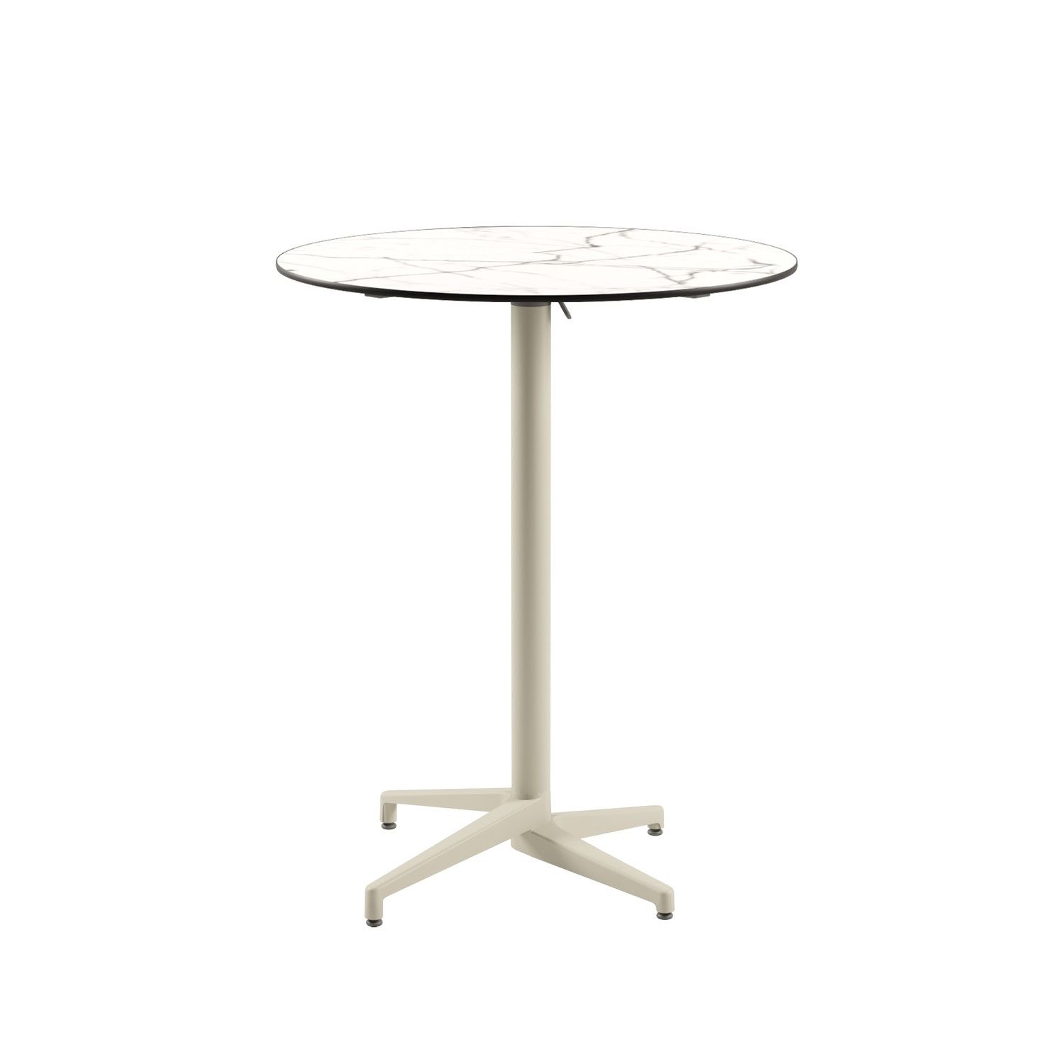 Compact Paslanmaz Katlanır Bar Masası - Beyaz Mermer Desenli Laminat Üst, 70 cm Yuvarlak, Bistro Kokteyl Otel & Restaurant Bar Masası, Dış Mekan Kullanımı