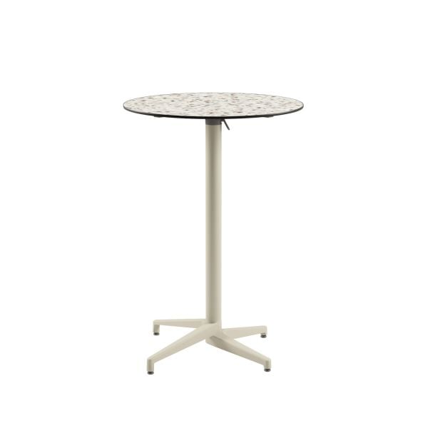 Compact Paslanmaz Katlanır Bar Masası | Terrazzo Mermer Desenli Bistro & Organizasyon Masası 70.cm