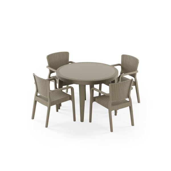 Vizon Bahçe Masa Sandalye Takımı 4 Kişilik 110 cm Yuvarlak